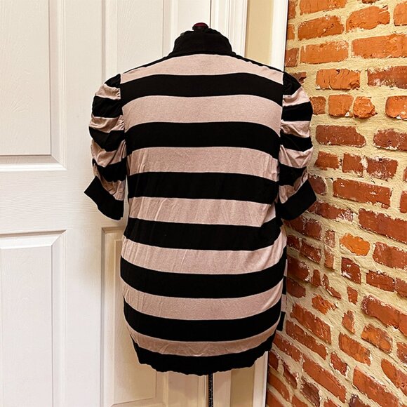 INC International Concepts Layered Look Black & Beige Cardigan w/White Blouse - Picture 3 of 4